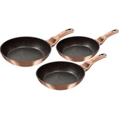 Patelnie - Berlinger Haus KOMPLET 3 PTELNI 20 24 28 NIEMIECKI DESIGN ALUMINIUM POTRÓJNA WARSTWA MARMUROWA METALIC ROSE GOLD BH/1278N BH/1278N - miniaturka - grafika 1