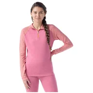 Koszulki sportowe damskie - Damska koszulka Smartwool W Classic Thermal Merino Bl 1/4 Zip B Rozmiar: S / Kolor: różowy/fioletowy - miniaturka - grafika 1