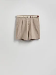 Reserved - Szorty chino z paskiem - brązowy - Spodenki męskie - miniaturka - grafika 1