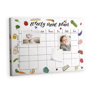 Kolorowy Organizer - Tablica Korkowa z Pinezkami - Tygodniowy jadłospis 60x40 cm - Tablice i flipcharty - miniaturka - grafika 1