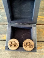 Spinki do mankietów i krawatów - Spinki do mankietów drewniane karetka - miniaturka - grafika 1