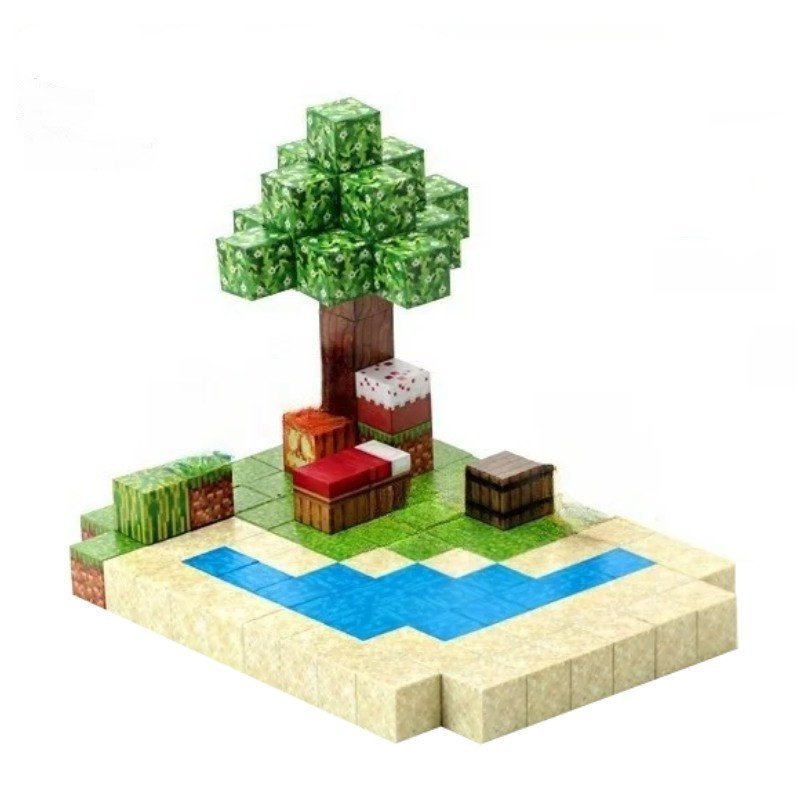 Klocki Magnetyczne, Klocki Konstrukcyjne- 128 elementów- Cała Sceneria-T057 - Oaza