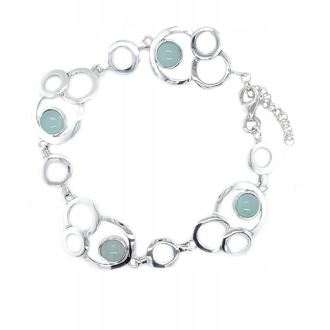 Bransoletka srebrna pr. 925 z kamieniem Agat aqua