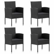Fotele i krzesła ogrodowe - Krzesła ogrodowe, 4 szt., polirattan, czarne - miniaturka - grafika 1