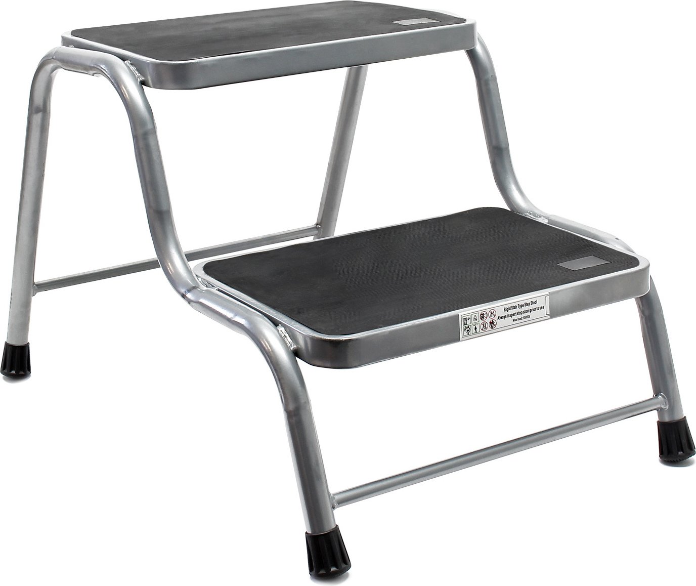 Podwójny stopień Wiltec wykonany ze stali do 150 kg, 2 stopnie z antypoślizgowym bieżnikiem, drabina do użytku na kempingu, na zewnątrz i w gospodarstwie domowym