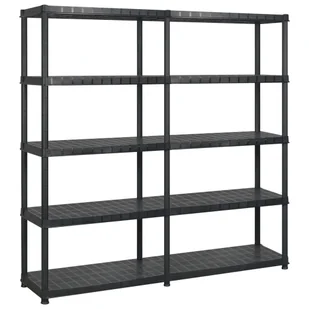 vidaXL Regał 5-poziomowy, czarny, 183x45,7x185 cm, plastik 3059854 - Szafy i regały magazynowe - miniaturka - grafika 1
