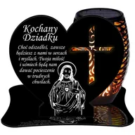 Lampiony i znicze - ZNICZ SOLARNY LED WIECZNY PODSTAWKA NA CMENTARZ GRÓB Krzyż EFEKT PŁOMIENIA DLA DZIADKA - miniaturka - grafika 1