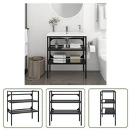 Szafki łazienkowe - The Living Store Szafka łazienkowa czarna 79x38x83 cm żelazo - miniaturka - grafika 1