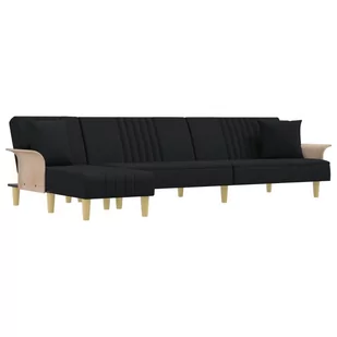 Sofa rozkładana L, czarna, 279x140x70 cm, tkanina - Narożniki - miniaturka - grafika 1