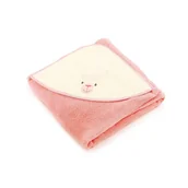 Okrycia kąpielowe dla dzieci - Okrycie kąpielowe niemowlęce 90x90 Lama Homar-5208 łososiowe ekri frotte ręcznik z kapturkiem dziecięcy - miniaturka - grafika 1