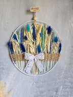 Dekoracje domu - Dekoracyjna obręcz z suszonymi kwiatami, Niebieski wianek - miniaturka - grafika 1