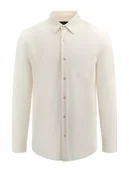 Koszule damskie - Guess Ecru Koszula Elegancka z Długim Rękawem z Mikrowzorem XL Gna - GUESS - miniaturka - grafika 1