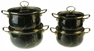 Zestawy garnków i patelni - Zestaw Garnków Emaliowanych Retro 8 El. Komplet Do Indukcji I Gazu - miniaturka - grafika 1