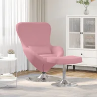Fotele - Fotel jajko vidaXL z podnóżkiem różowy aksamit - miniaturka - grafika 1