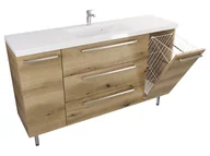 Szafki łazienkowe - Szafka Stojąca Z Umywalką ATHD 140 cm DK - Dąb Evoke Coast Mat - Uchwyty Stal Szczotkowana - miniaturka - grafika 1