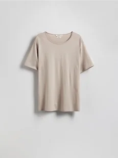 Reserved - T-shirt relaxed z bawełny pima - beżowy - Koszulki męskie - miniaturka - grafika 1