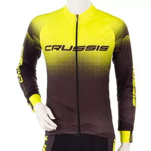 Koszulka kolarska z długimi rękawami Crussis, Czarny-fluo żółty, 3XL - Koszulki rowerowe - miniaturka - grafika 1