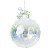 Bombki - BOMBKA CHOINKOWA SZKLANA NA CHOINKĘ Z EFEKTEM OPALIZUJĄCEJ BENZYNKI Z DIAMENTAMI 8 CM BOMBKI CHOINKOWE BAŃKI I OZDOBY NA CHOINKĘ - miniaturka - grafika 1