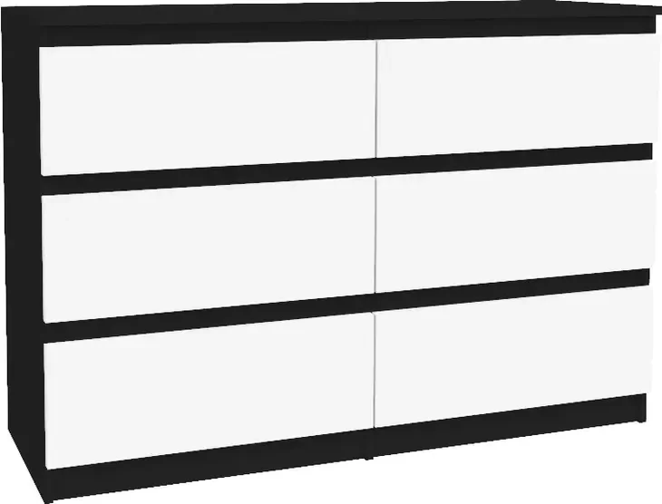 Komoda Szafka 120cm 6 Szuflad Czarny-biały Mix