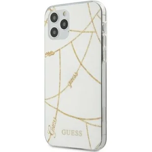 Guess GUHCP12LPCUCHWH iPhone 12 6,7" Pro Max biały/white hardcase Gold Chain CollectionGuess / GUE000876 - Etui i futerały do telefonów - miniaturka - grafika 1