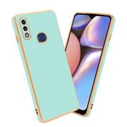 Etui i futerały do telefonów - Pokrowiec Do Samsung Galaxy A10s / M01s Etui w Glossy Miętowa Zielona - Złoto TPU Silikonowe Obudowa Case Cover Cadorabo - miniaturka - grafika 1