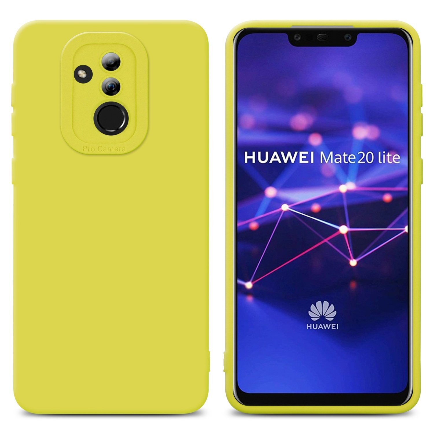 Pokrowiec Cadorabo do Huawei MATE 20 LITE z żółtym silikonowym etui TPU na telefon komórkowy