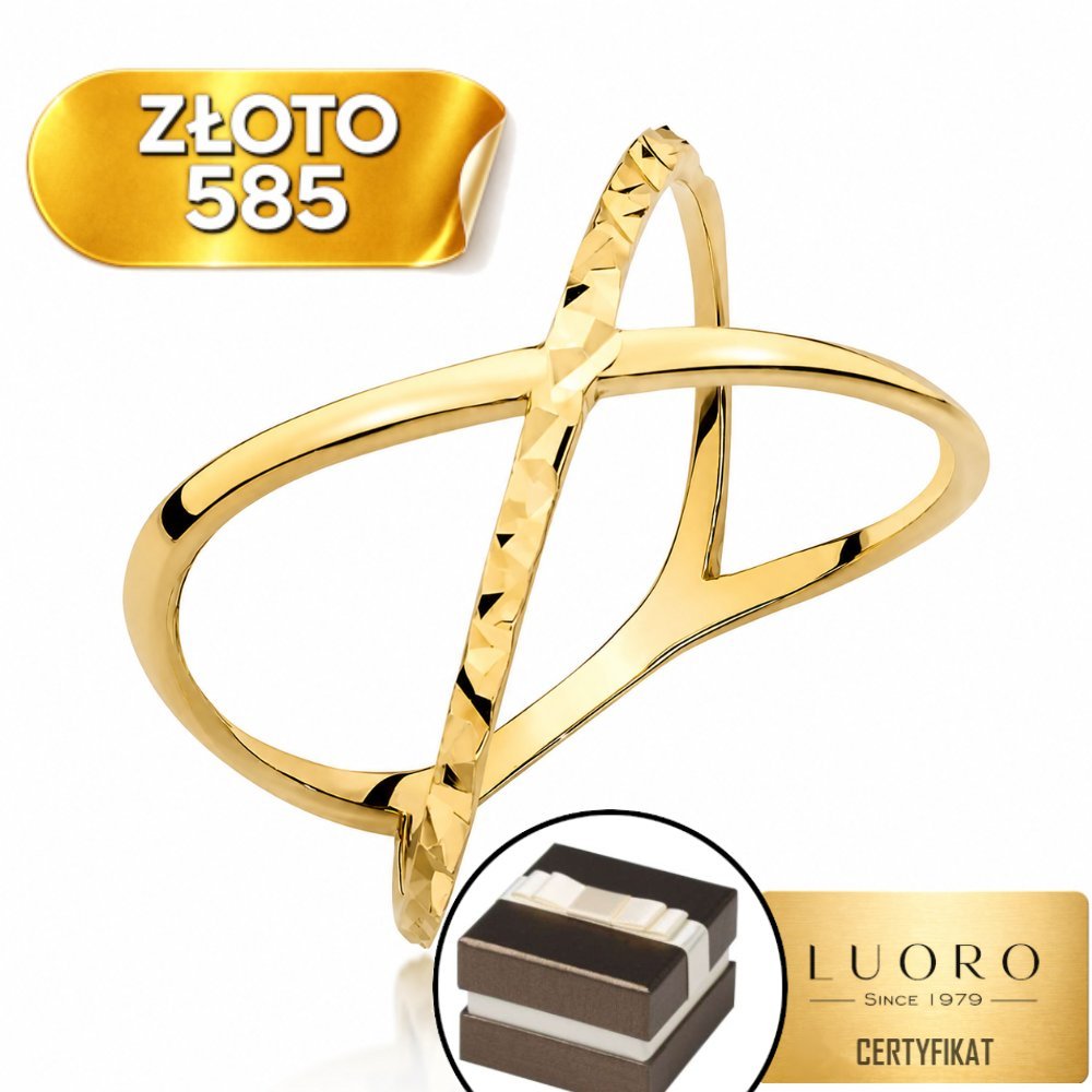 PIERŚCIONEK ZŁOTY 585 14K DIAMENTOWANY ELEGANCKI ŻÓŁTE ZŁOTO R22