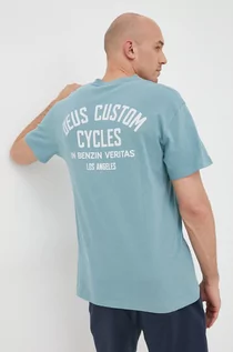 Koszulki męskie - Deus Ex Machina t-shirt bawełniany kolor turkusowy z nadrukiem - grafika 1