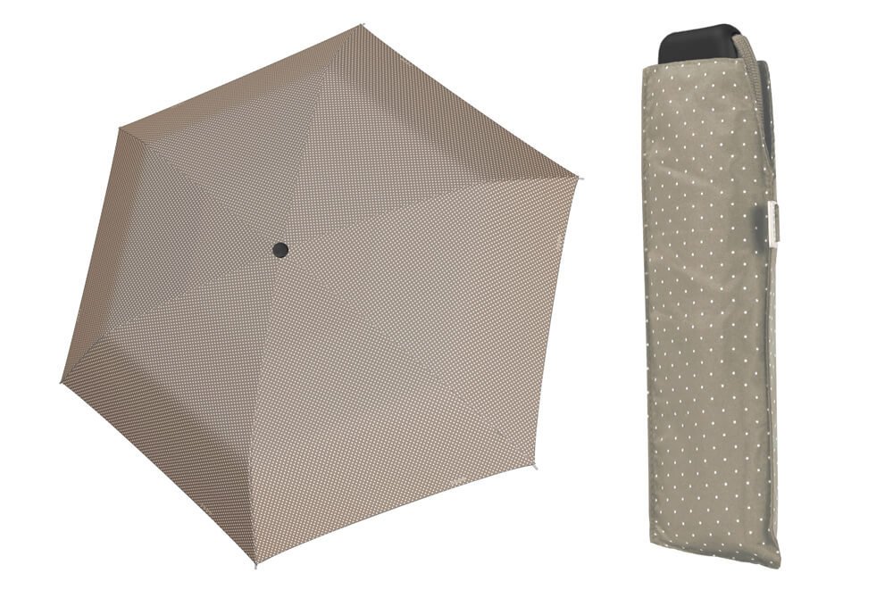 Wytrzymała Płaska Parasolka Doppler Carbonsteel, Szara W Kropki