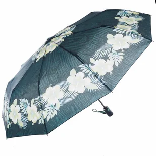 Parasol damski zielony w kwiaty półautomat - Parasole - miniaturka - grafika 1