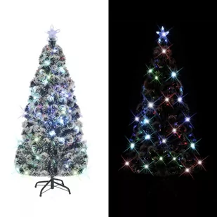 vidaXL Sztuczna choinka z plastikowym stojakiem i owietleniem LED 180 cm 220 gazek - Choinki - miniaturka - grafika 1