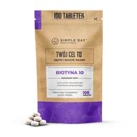 Włosy, skóra, paznokcie - Simple Day Biotyna 10 z naturalnym krzemem, 100 tabletek - miniaturka - grafika 1