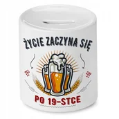 Skarbonki - Skarbonka na Urodziny 19 19te 19-te na Prezent z Nadrukiem ze Zdjęciem + Opakowanie na prezent (wzór 03) - miniaturka - grafika 1