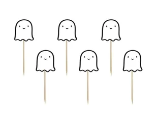 Pikery na tort Wesoły Duszek - 6 szt. - Halloween - miniaturka - grafika 1
