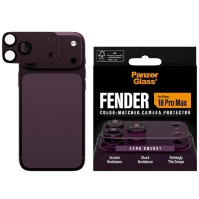 Szkło hartowane na obiektyw PANZERGLASS Fender do Apple iPhone 18 Pro Max Wiśniowy