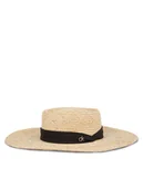 Czapki damskie - Calvin Klein Kapelusz Ck Metal Linen Band Straw Hat K60K612915 Beżowy - miniaturka - grafika 1
