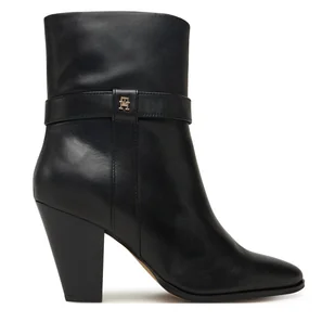 Botki Tommy Hilfiger Th T-Strap Leather Pointy Bootie FW0FW08984 Czarny - Botki damskie - miniaturka - grafika 1