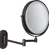 Lusterka do makijażu - Lustro do makijażu dwustronne, 20 cm, montowane na ścianie, z akumulatorową diodą LED, regulacją temperatury barwowej, 7-krotnym powiększeniem, czarn - miniaturka - grafika 1