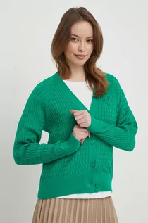 Swetry damskie - Tommy Hilfiger kardigan bawełniany kolor zielony lekki - grafika 1