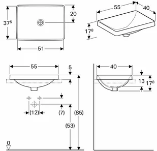 Koło Laufen Kartell Umywalka wisząca 46x28x12 cm z otworem na baterię biała H8153350001111 H1106 - Umywalki - miniaturka - grafika 1