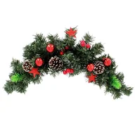 Ozdoby bożonarodzeniowe - Girlanda świąteczna zielony z czerwonymi dodatkami gęsta sztywna 45 cm - miniaturka - grafika 1