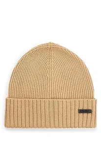 BOSS Męska czapka Fati Beanie, średni beż, rozmiar uniwersalny, Medium Beige260, jeden rozmiar - Czapki damskie - miniaturka - grafika 1