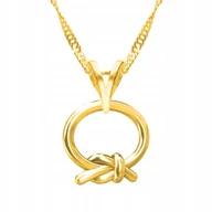 Naszyjniki - Złoty Naszyjnik Pętelka Kółko Okrąg Symbol Love Sznurek Pętla SREBRO 925 - miniaturka - grafika 1