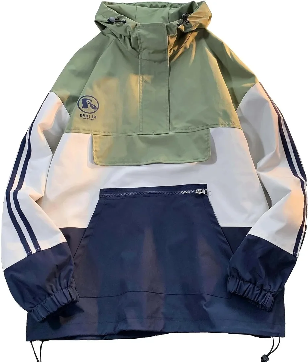MĘSKA KURTKA ANORAK Z KAPTUREM, ZAMKIEM POŁOWY I WIATRÓWKA OUTDOOR
