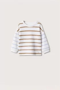 Bluzy damskie - Mango Kids Kids bluza bawełniana dziecięca Kurt kolor biały wzorzysta - grafika 1
