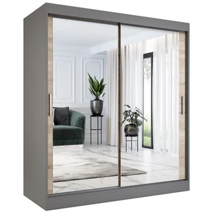 Szafa przesuwna z lustrami 180 cm antracyt + dąb sonoma R6-R95 - Szafy Szafa przesuwna z lustrami 180 cm antracyt + dąb sonoma R6-R95 - Szafy - miniaturka - grafika 1