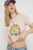 Koszulki sportowe damskie - Vans t-shirt bawełniany kolor pomarańczowy - miniaturka - grafika 1