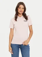 Koszulki sportowe damskie - Tommy Hilfiger Polo Script WW0WW43624 Różowy Slim Fit - miniaturka - grafika 1