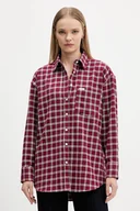 Koszule damskie - Guess Jeans koszula bawełniana damska kolor bordowy relaxed z kołnierzykiem klasycznym W5BH40 WGMH1 - miniaturka - grafika 1