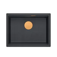 Zlewozmywaki - QUADRON JOSH 110 GraniteQ zlewozmywak black diamond 59,5x45,1x21,5 cm 1-komorowy wpuszczany z syfonem manualnym miedziany - miniaturka - grafika 1